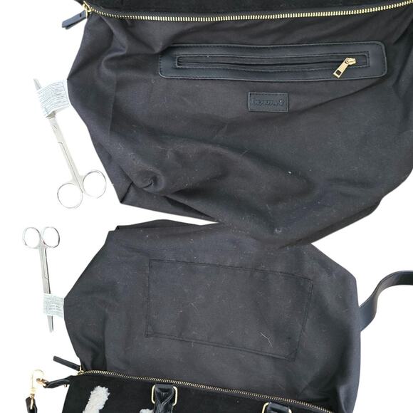 Bearpaw Faux Black Suede Top Handle Shoulder Crossbody Bag Sherling EUC - Picture 4 of 7